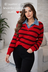 Denim Collar Sweater