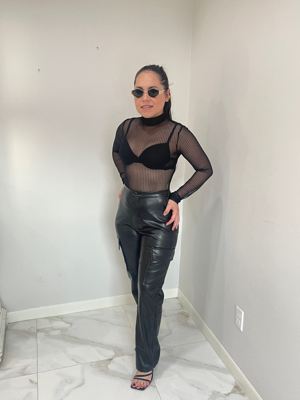 Faux leather cargo