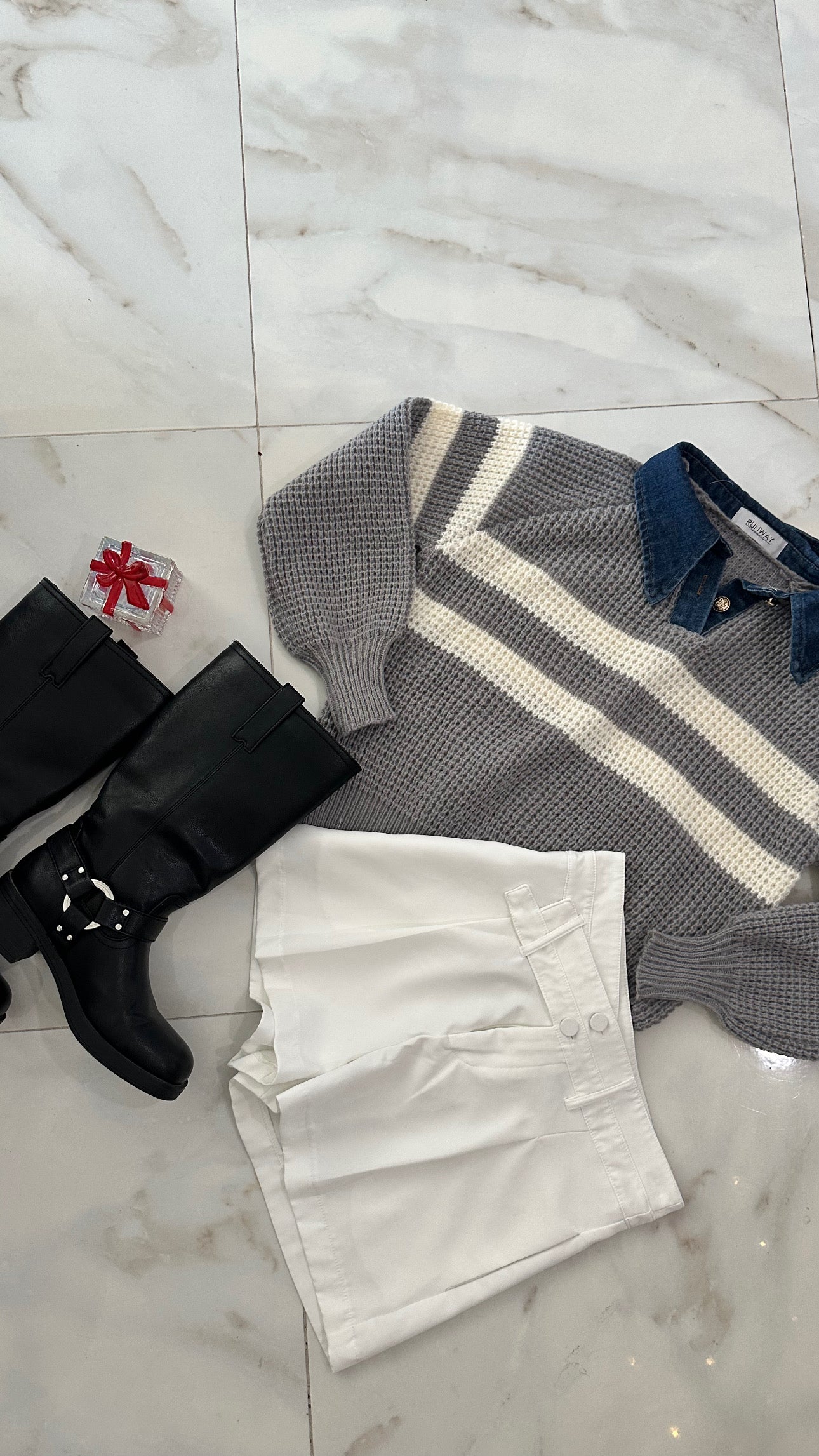 Denim Collar Sweater