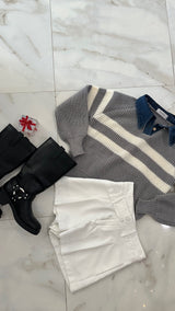 Denim Collar Sweater