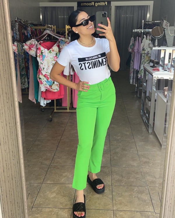 Green Belted Pants